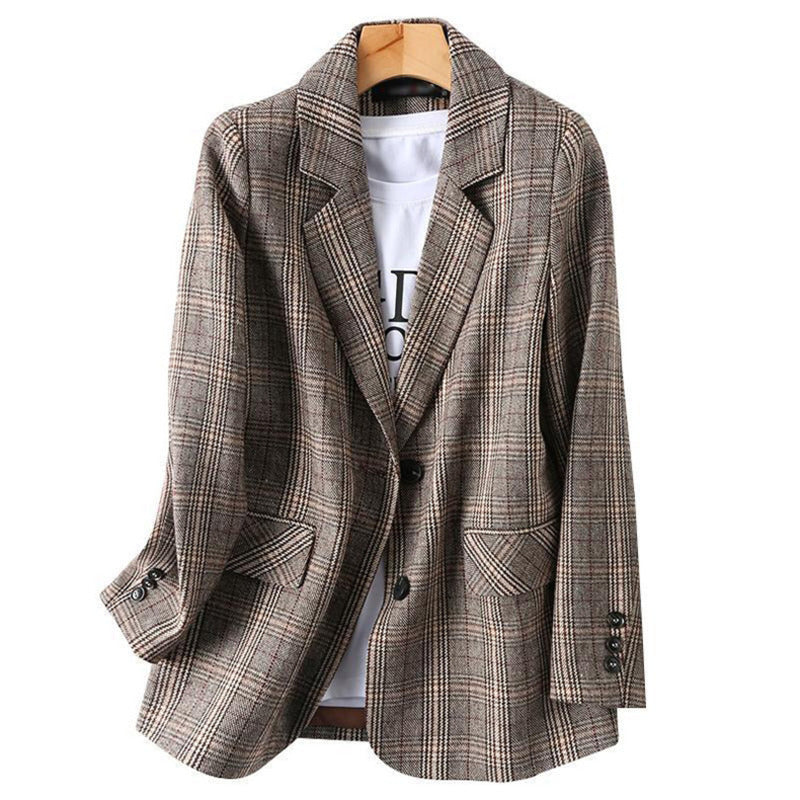 Valenzora | Women's Office Plaid Blazer Long Sleeve Casual Jacket