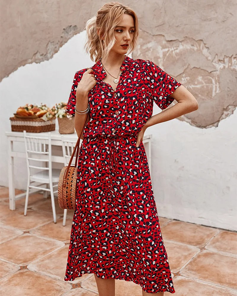 Valenzora Freizeitkleid | Kurzärmeliges Sommerkleid mit Polka Dots