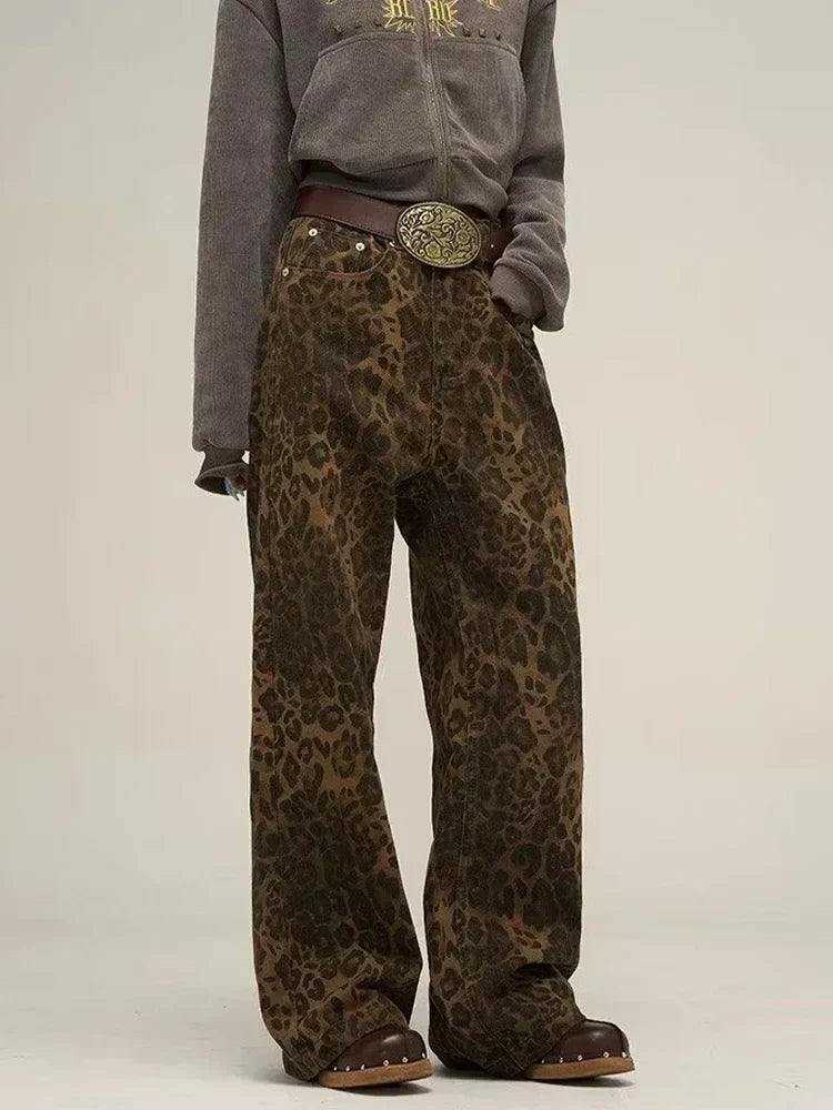 Leopard print jeans