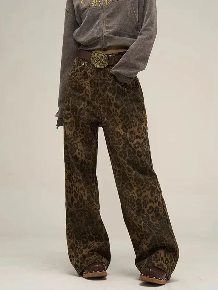 Leopard print jeans