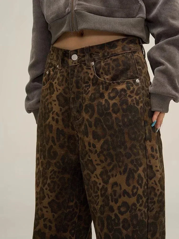 Leopard print jeans