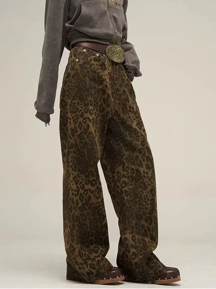 Leopard print jeans