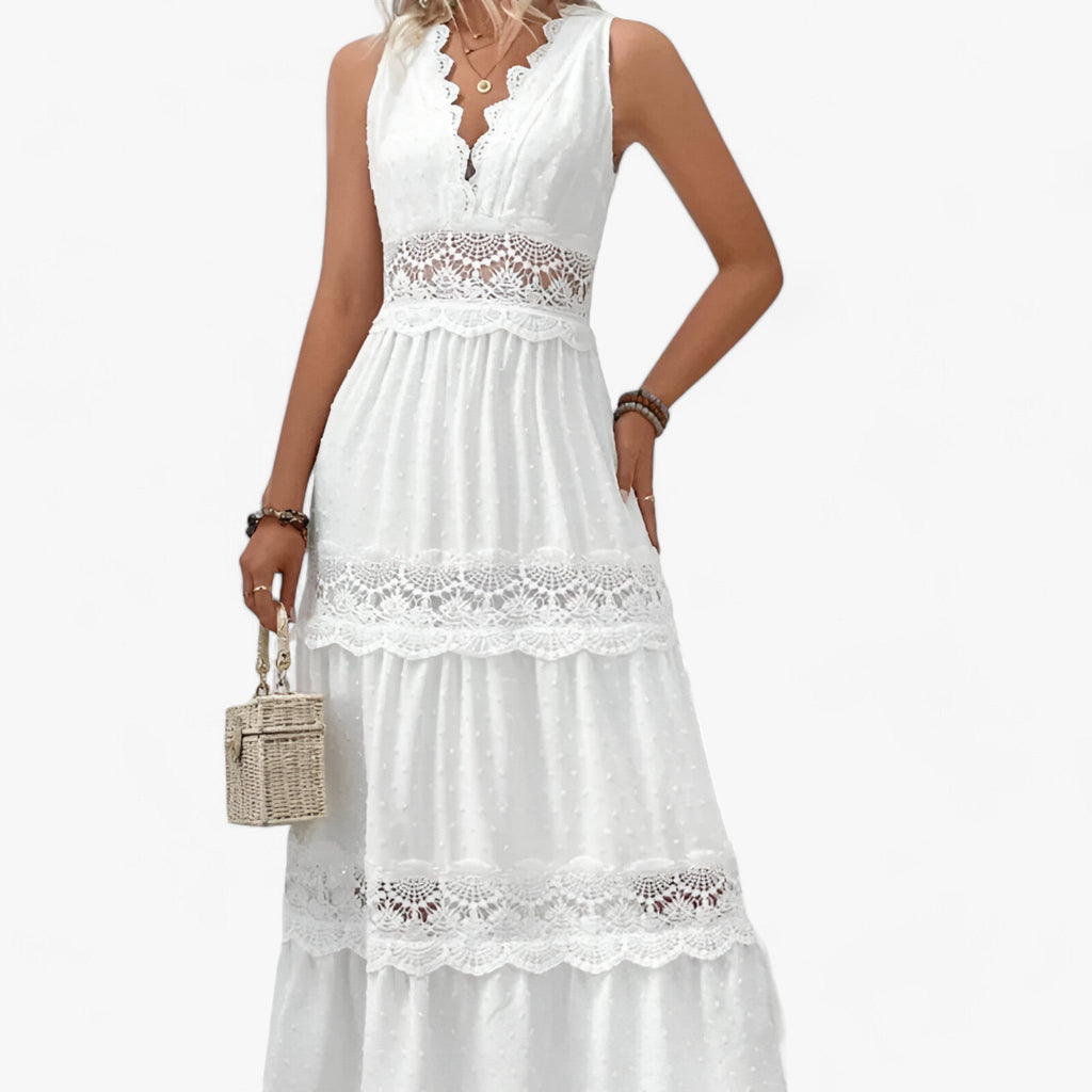 V-Ausschnitt Sommerkleid – Fließende Länge mit eleganten Details