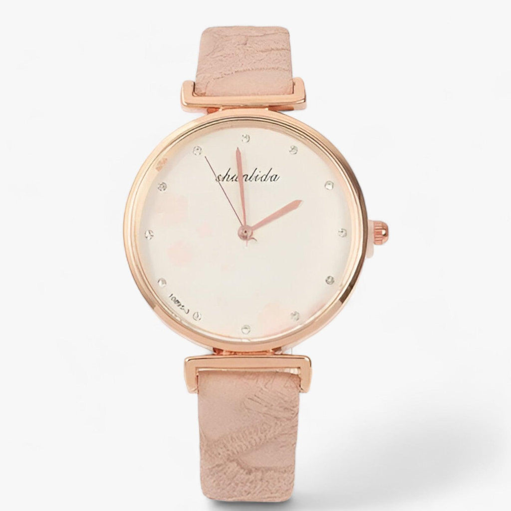 Valenzora | Leather Strap Round Vintage Floral Watch For Women