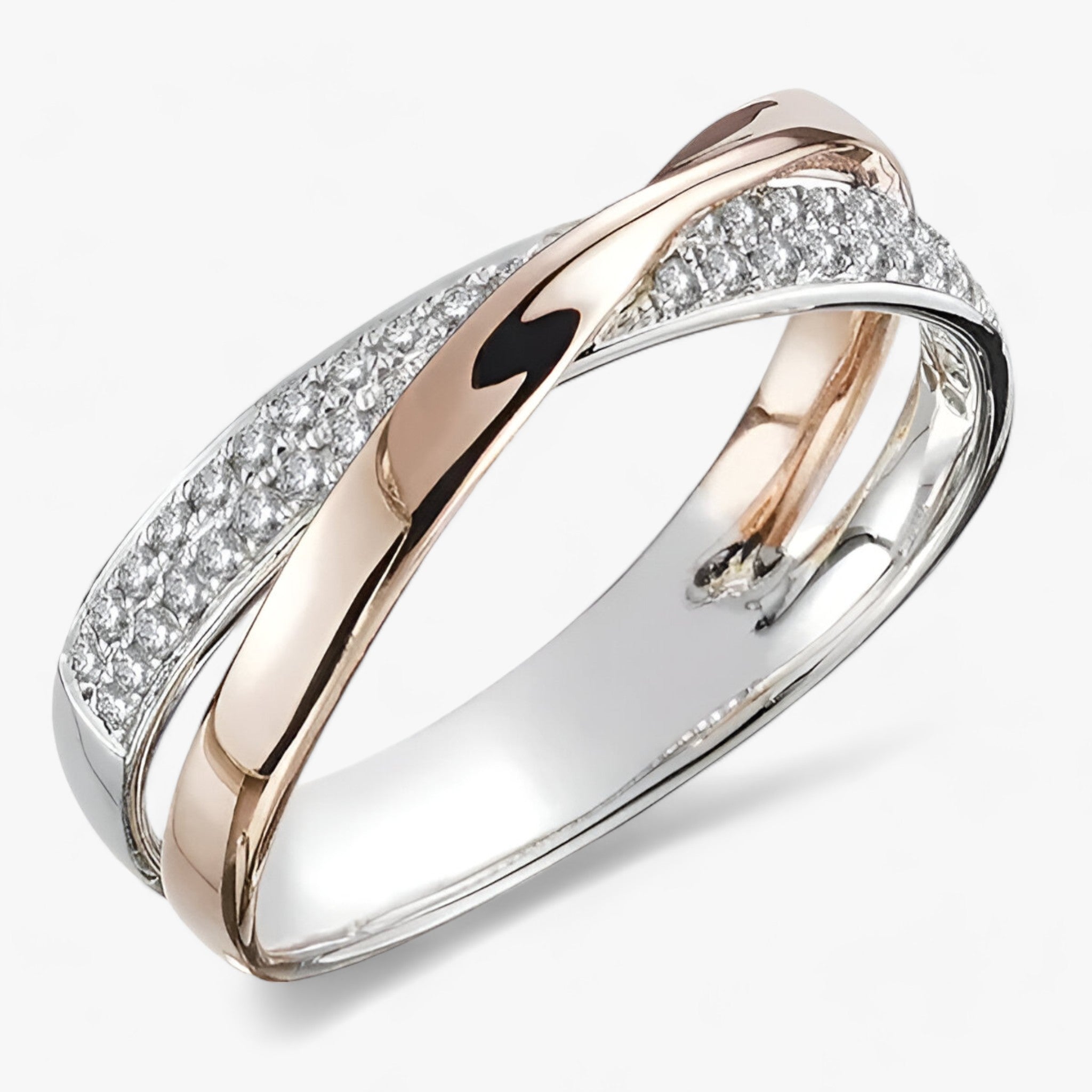 Two-tone cross ring - trendy style