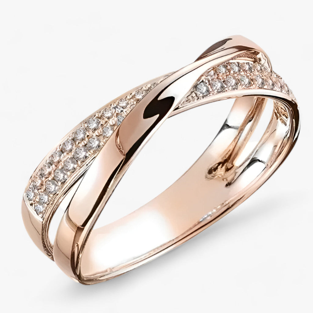 Two-tone cross ring - trendy style