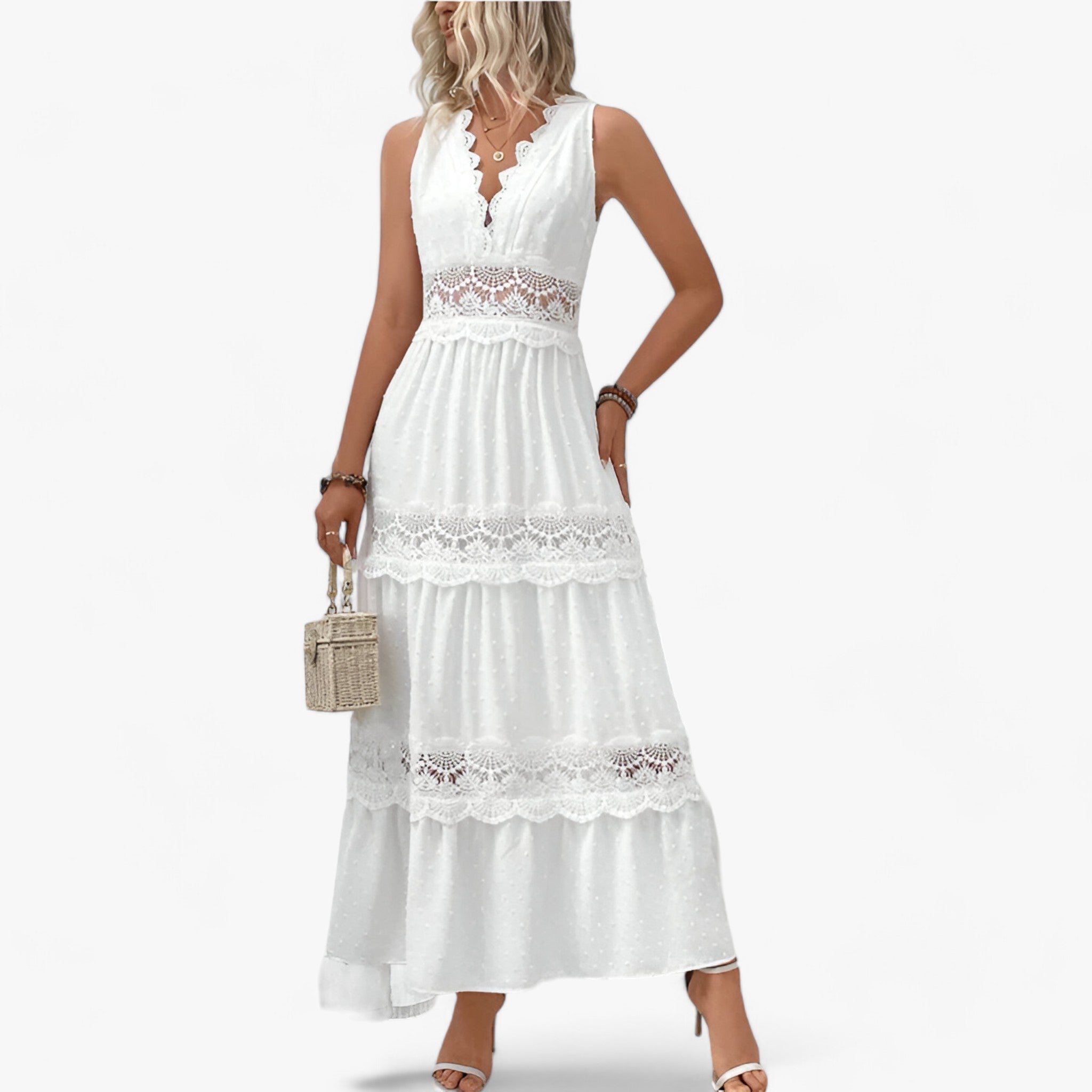 V-Ausschnitt Sommerkleid – Fließende Länge mit eleganten Details