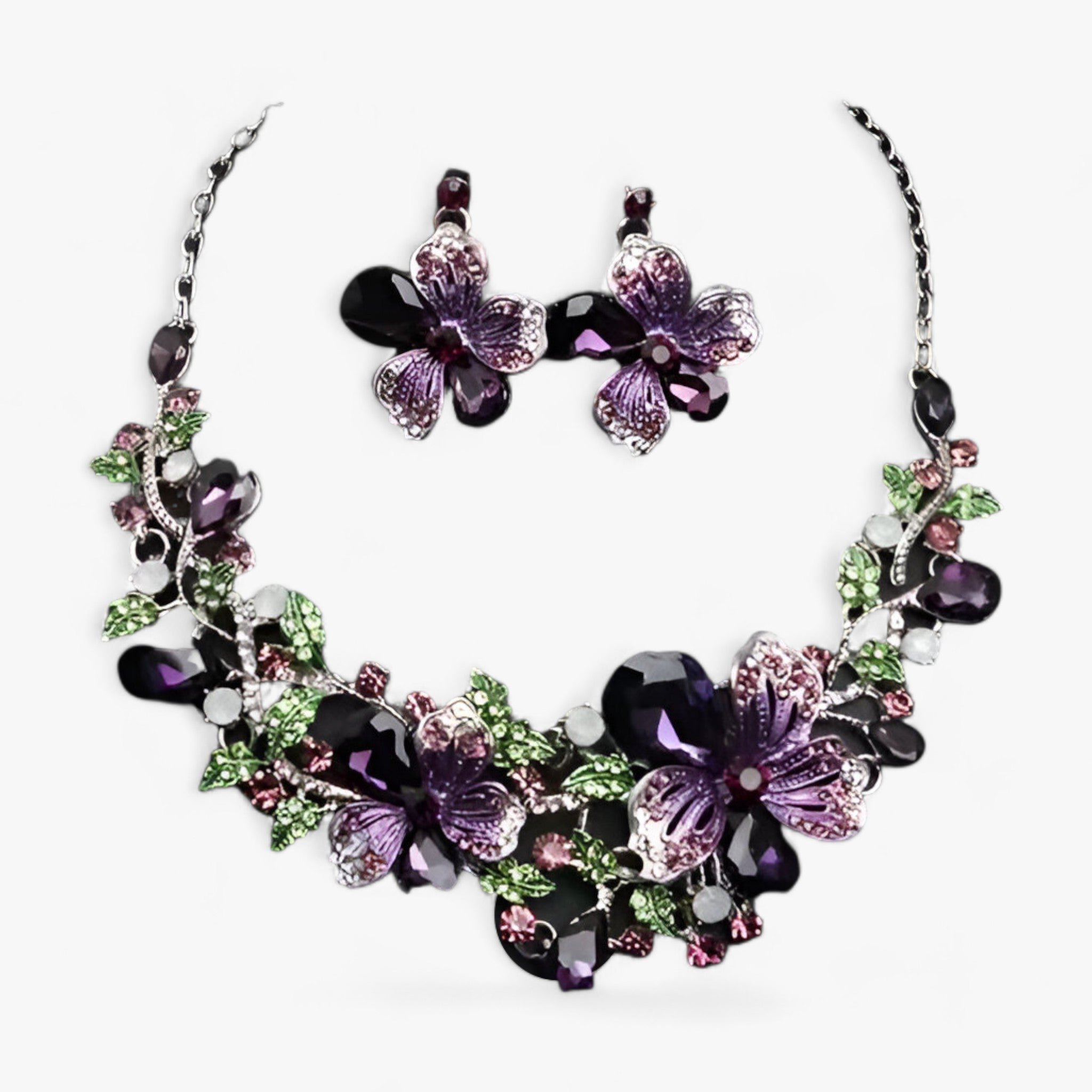 Bridal jewelry - Emphasize your beauty with an enamel flower necklace and earrings