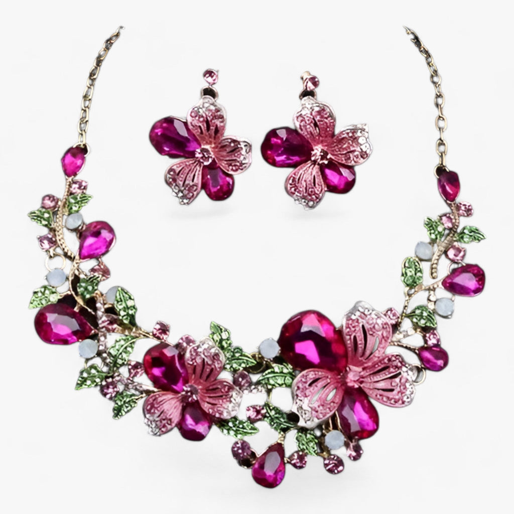 Brautschmuck – Betonen Sie Ihre Schönheit mit einer Emaille-Blumenhalskette und den passenden Ohrringen