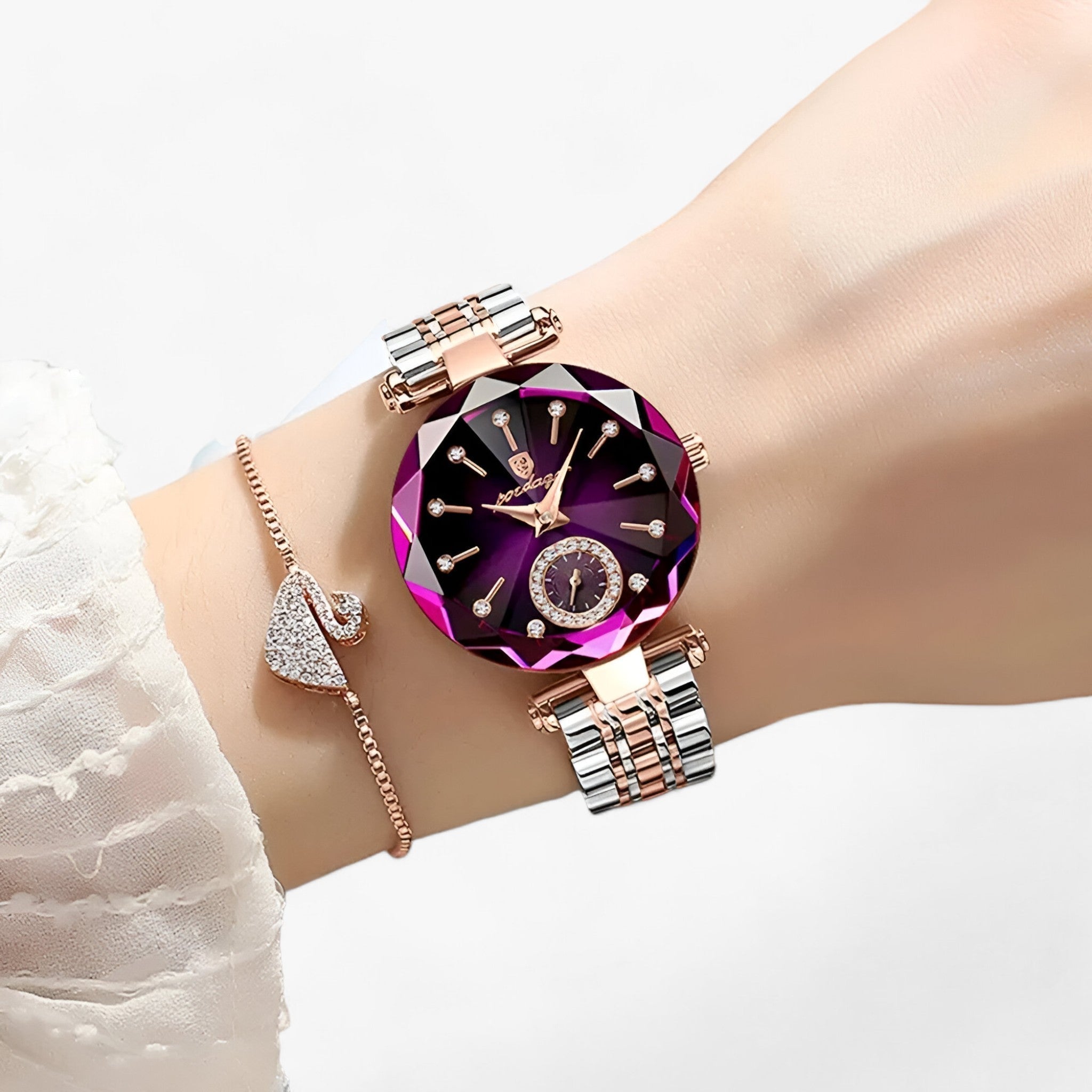 Valenzora | Luxuriöse Damenarmbanduhr aus Edelstahl mit Diamantakzenten