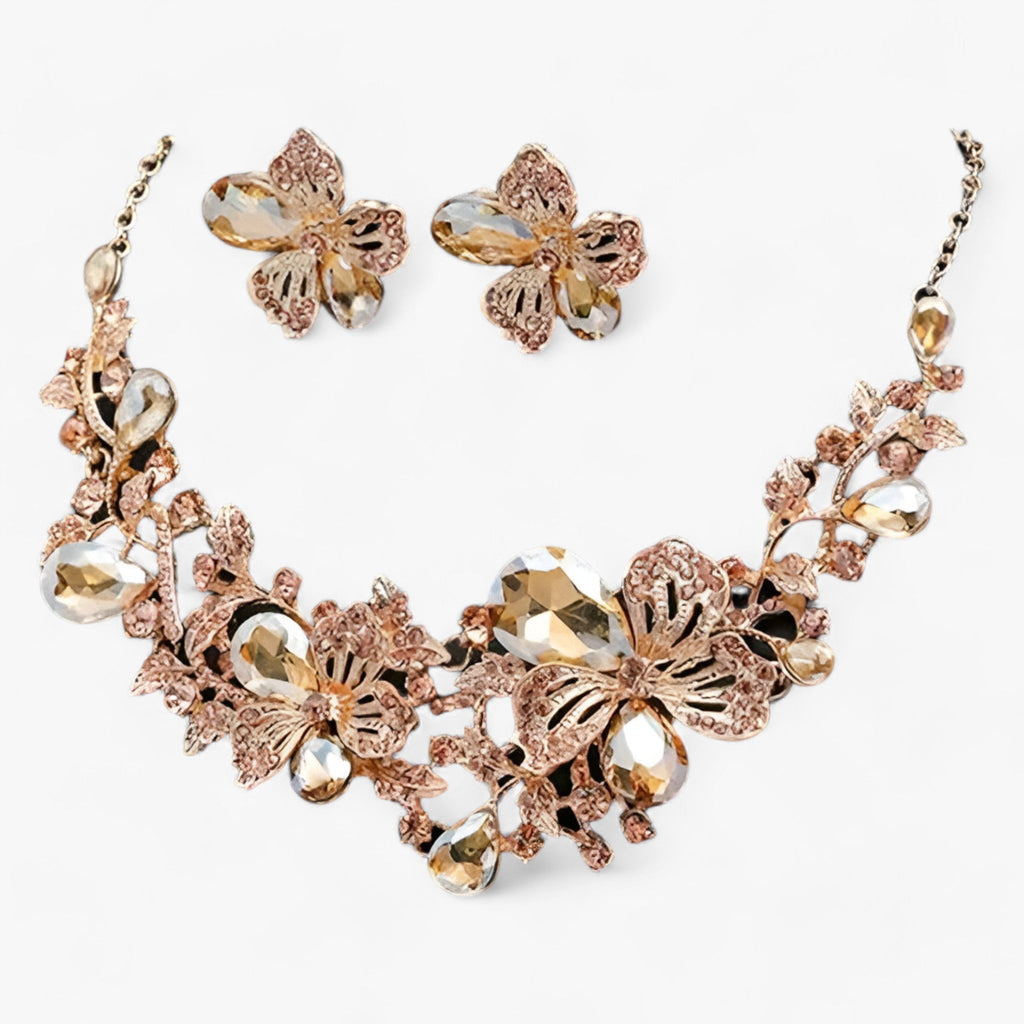 Brautschmuck – Betonen Sie Ihre Schönheit mit einer Emaille-Blumenhalskette und den passenden Ohrringen