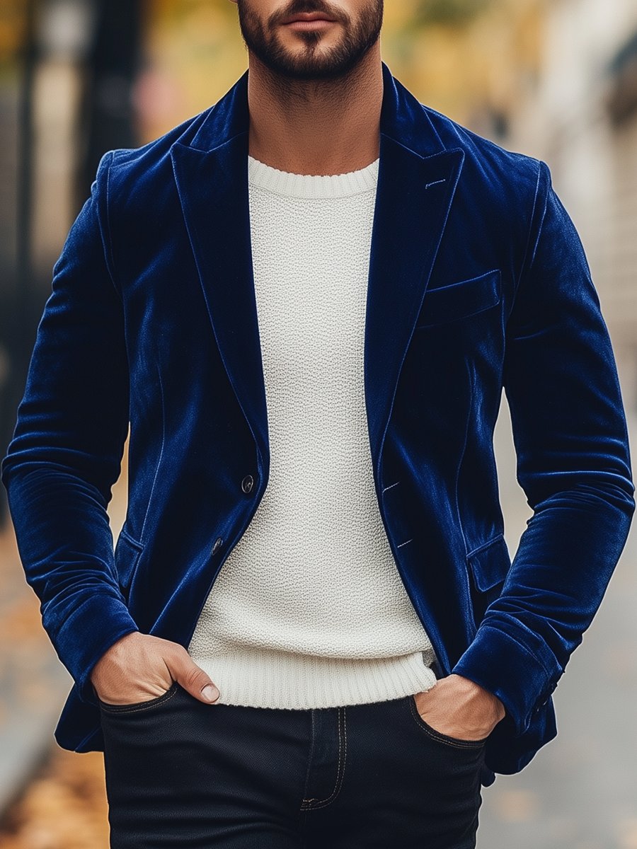 Valenzora | Vintage Samt-Einreiher-Anzugjacke Elegant & Stilvoll