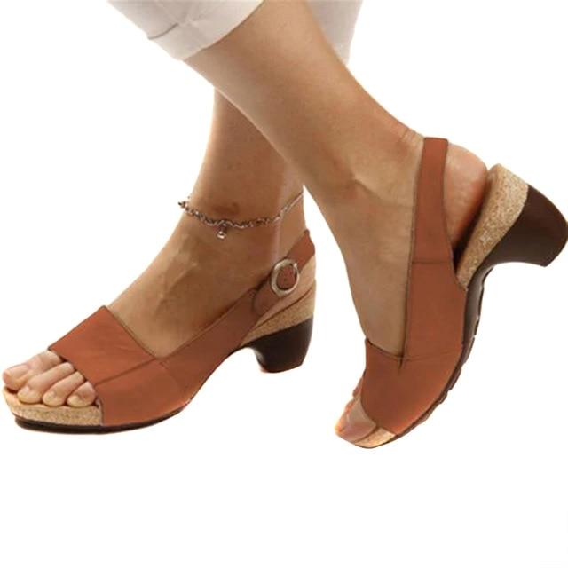Valenzora - Women's slingback sandals with low heel and adjustable buckle | Comfortable women's sandals