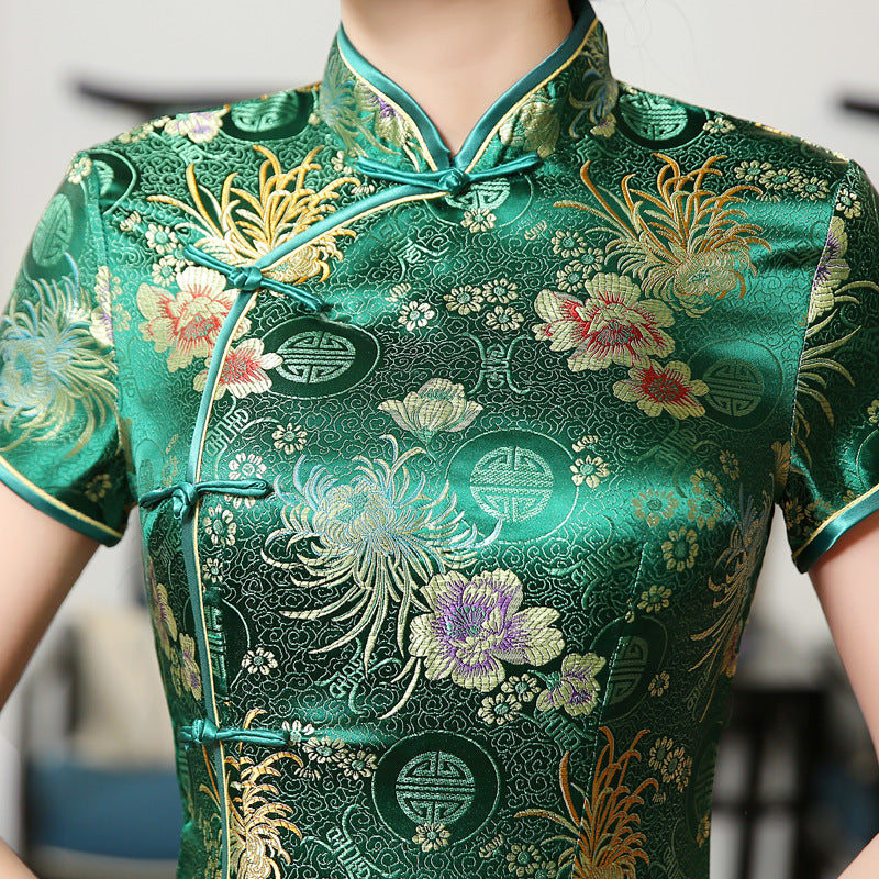 Valenzora | Green Rayon Cheongsam Chinese Classical