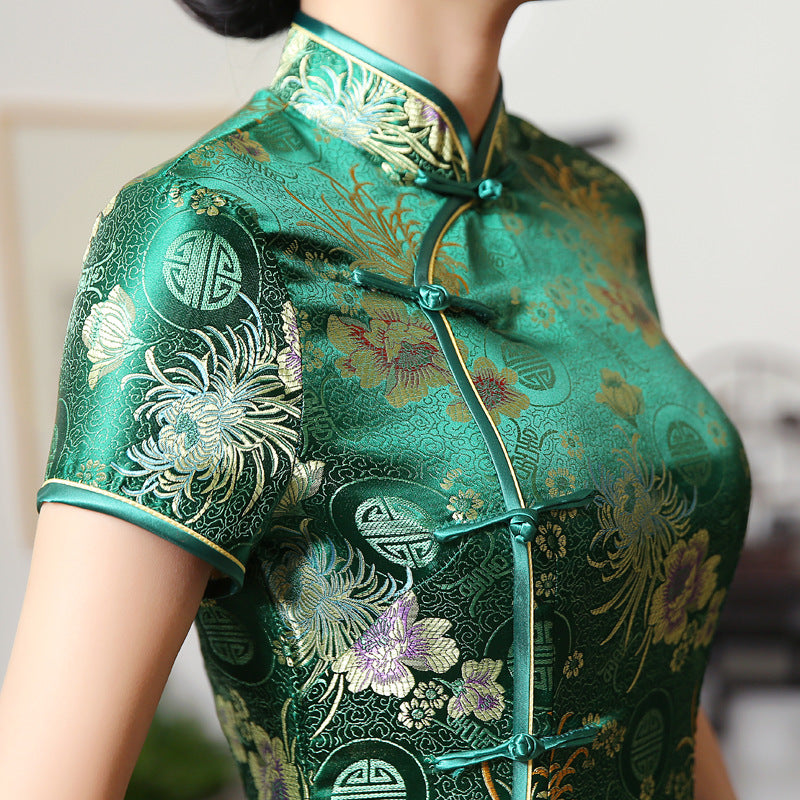 Valenzora | Green Rayon Cheongsam Chinese Classical