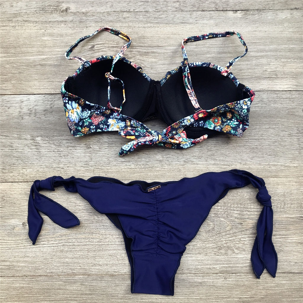 Valenzora | Bandeau Floral Pattern Bikini