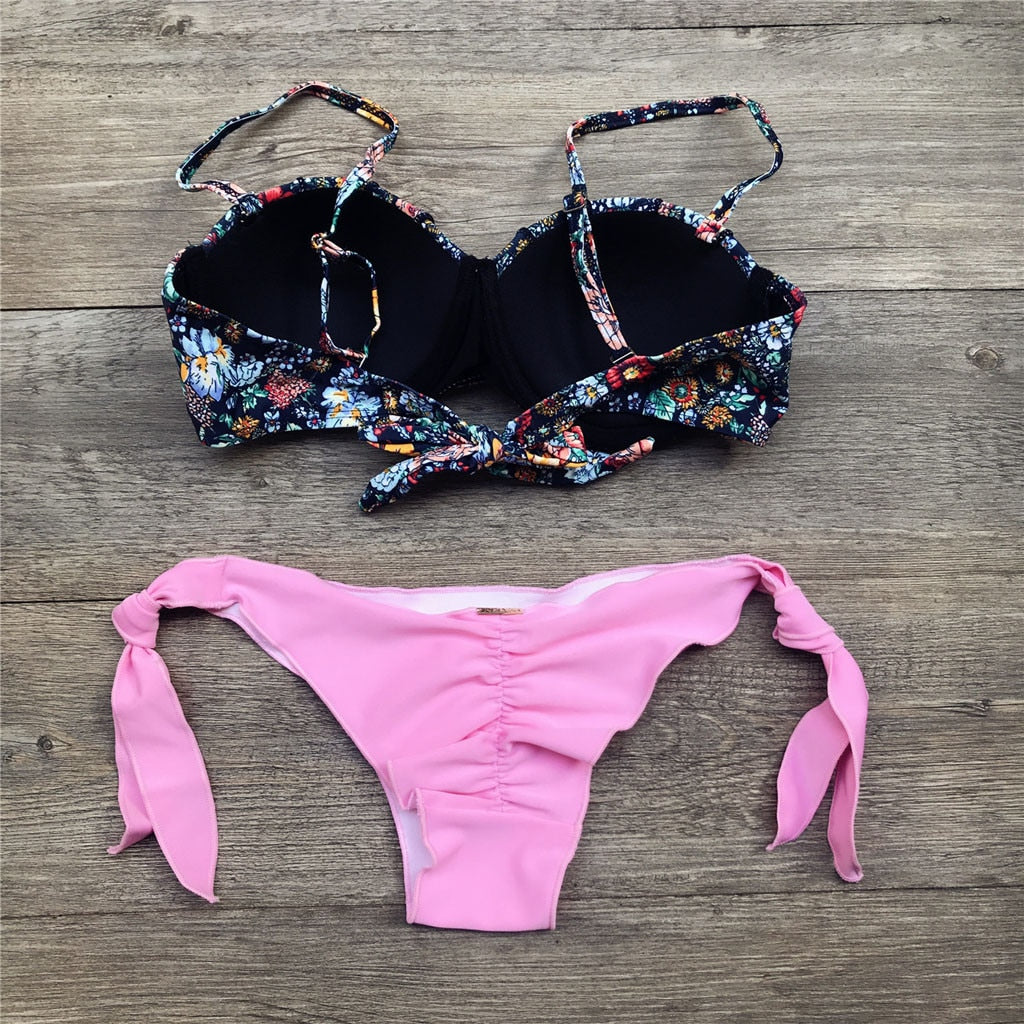 Valenzora | Bandeau Floral Pattern Bikini