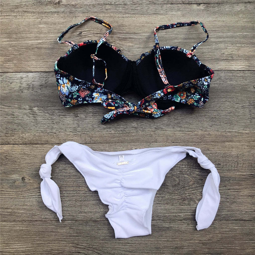 Valenzora | Bandeau Floral Pattern Bikini