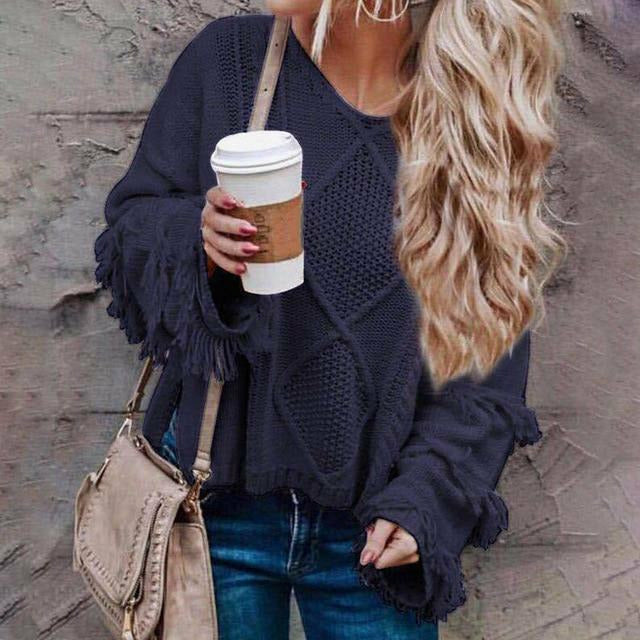Valenzora | Vintage Loose Fringe Sweater