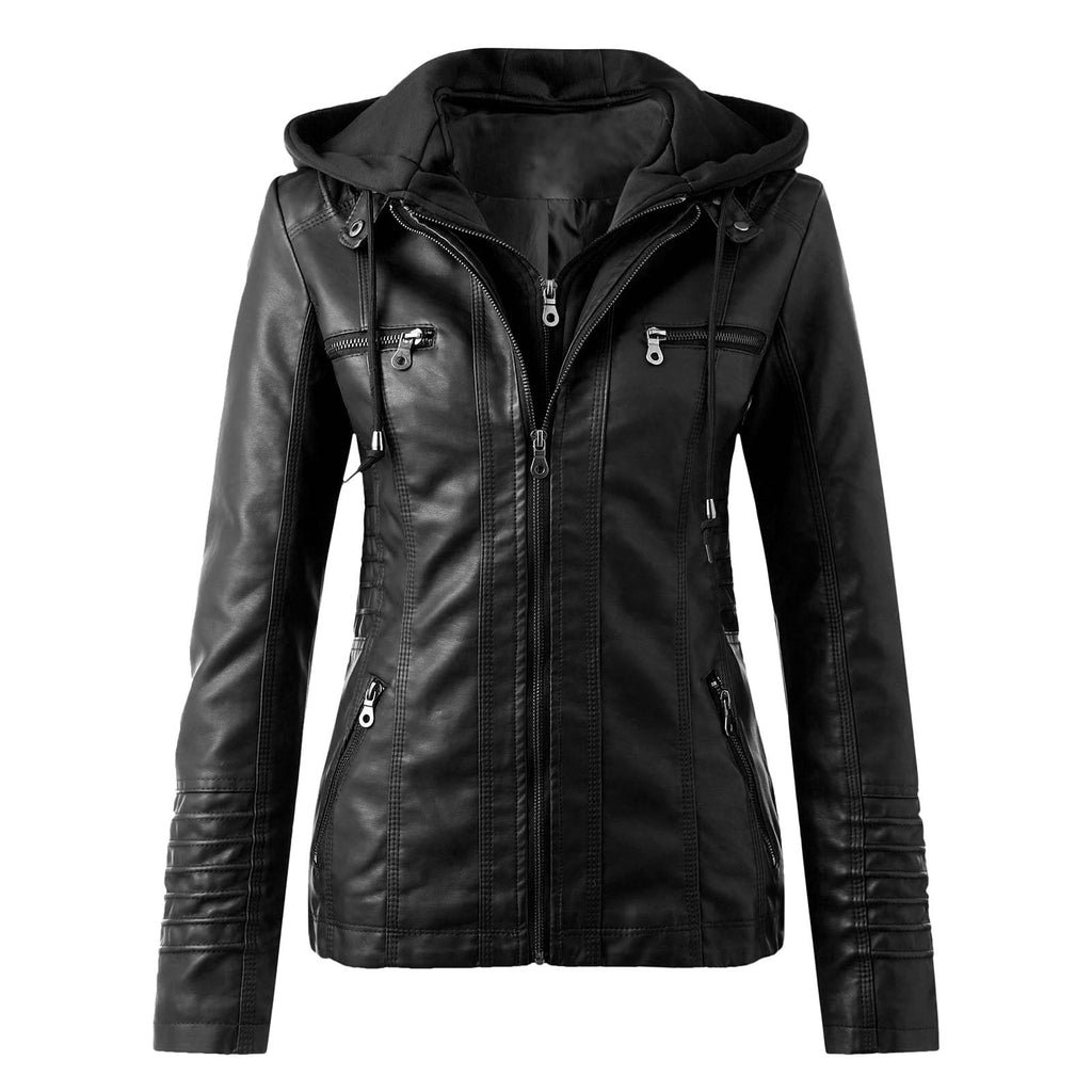 Valenzora | Designer Leather Jacket with Hood