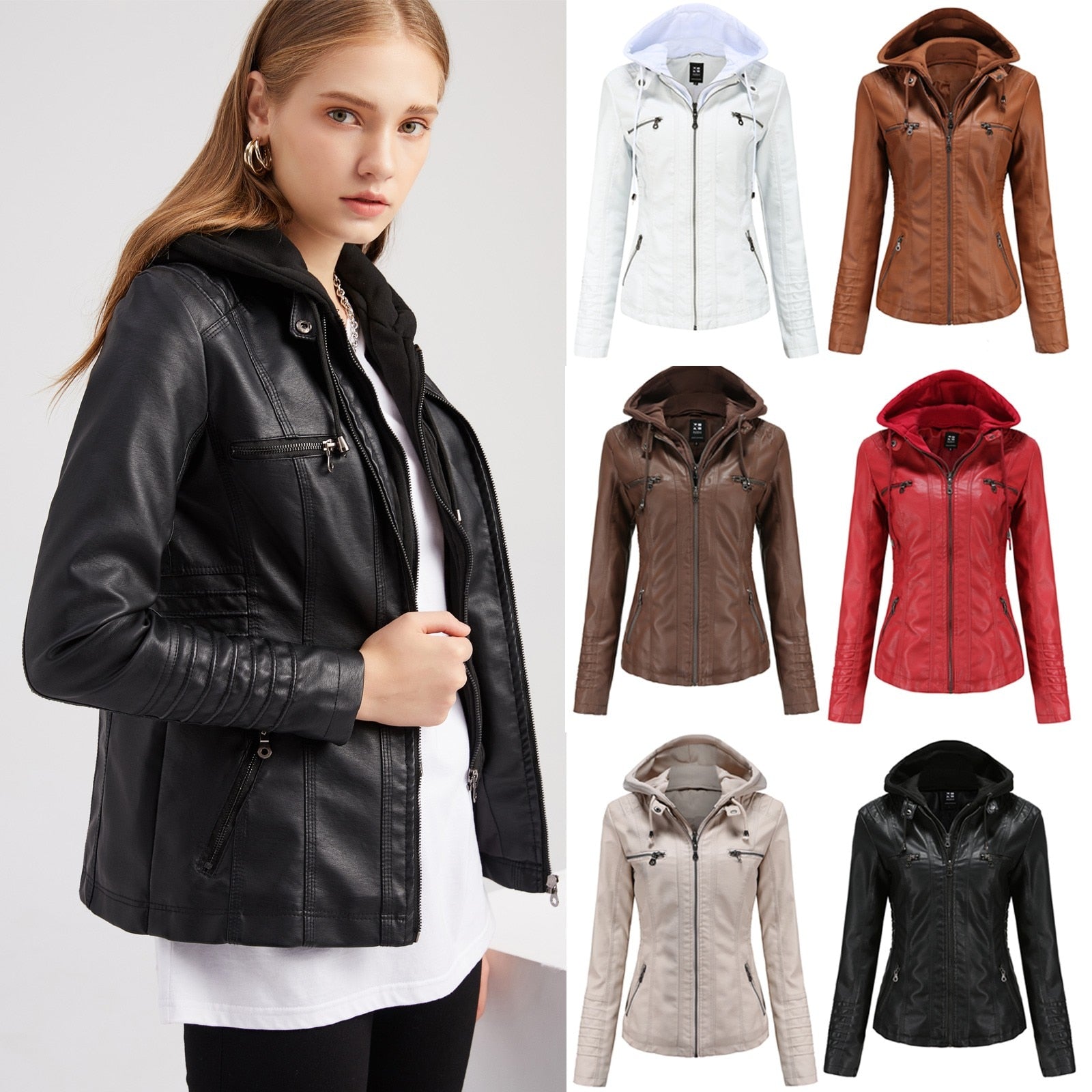 Valenzora | Designer Leather Jacket with Hood