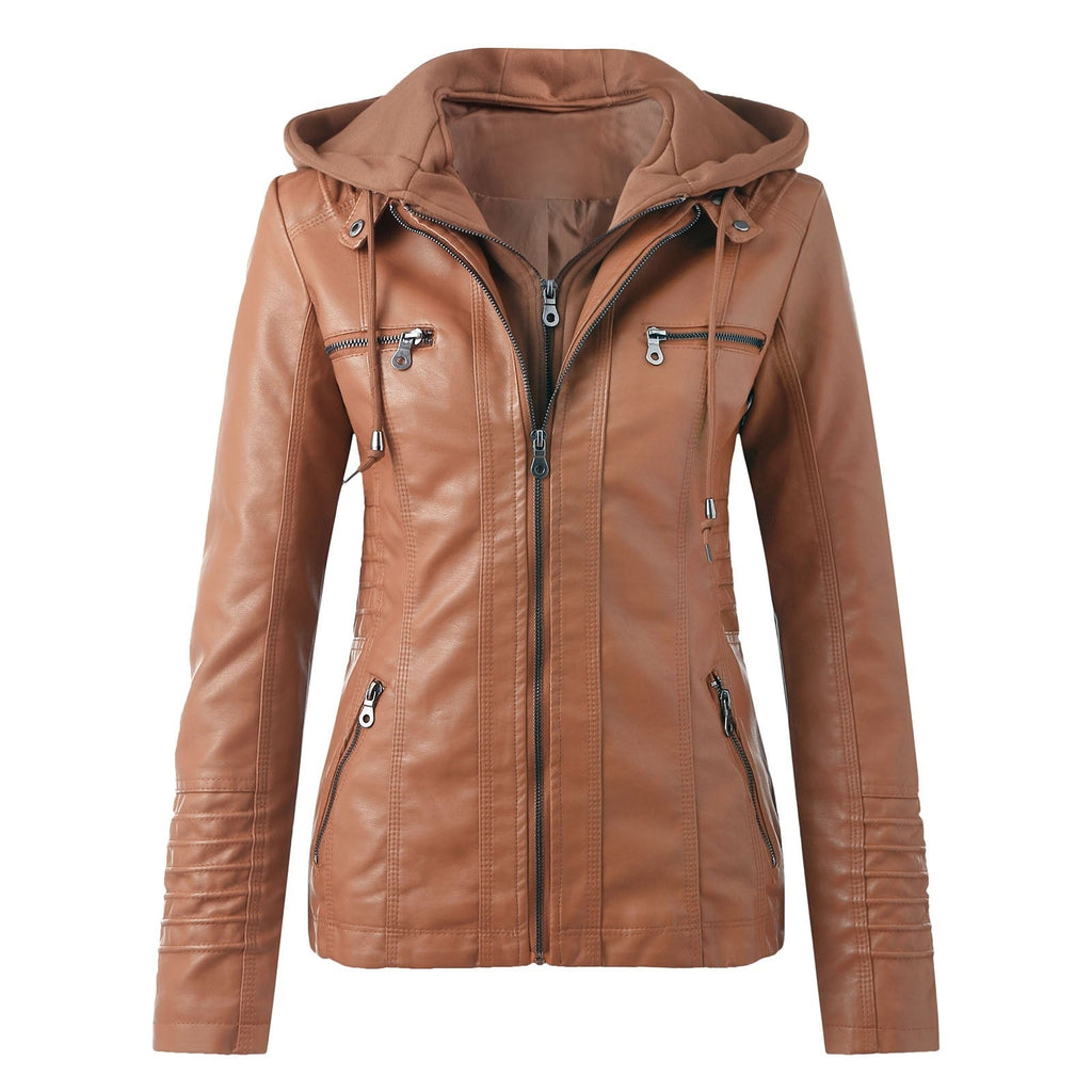Valenzora | Designer Leather Jacket with Hood