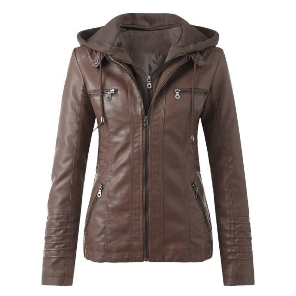 Valenzora | Designer Leather Jacket with Hood