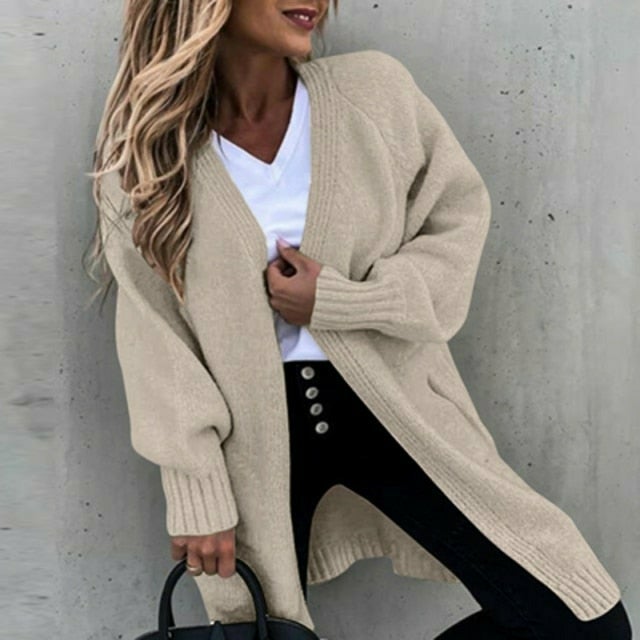 Valenzora | Lange, weiche Damenstrickjacke mit entspannter Passform