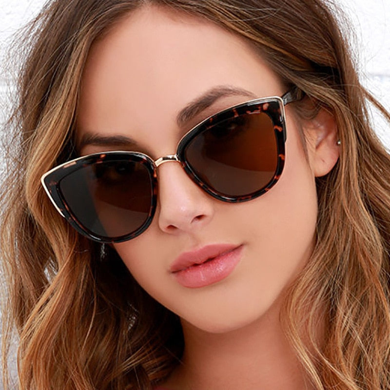 Valenzora | Cat Eye Retro Driving Round Metal Frame Sunglasses
