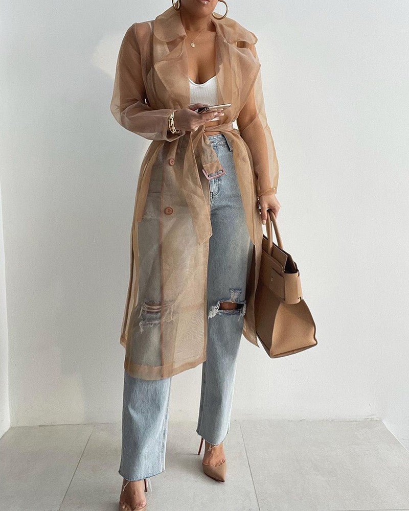 Valenzora | Stylish transparent long-sleeved coat