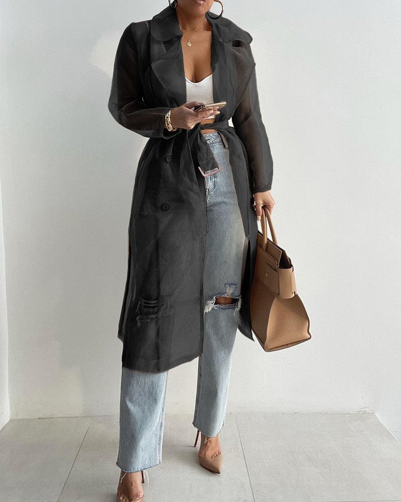 Valenzora | Stylish transparent long-sleeved coat
