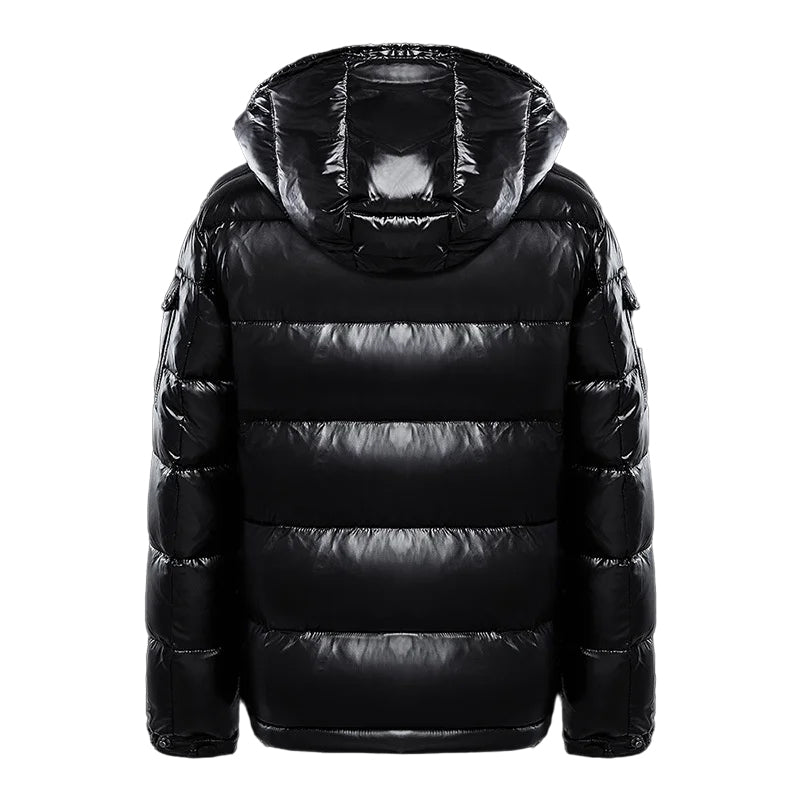 Schwarze Glanzdaunenjacke