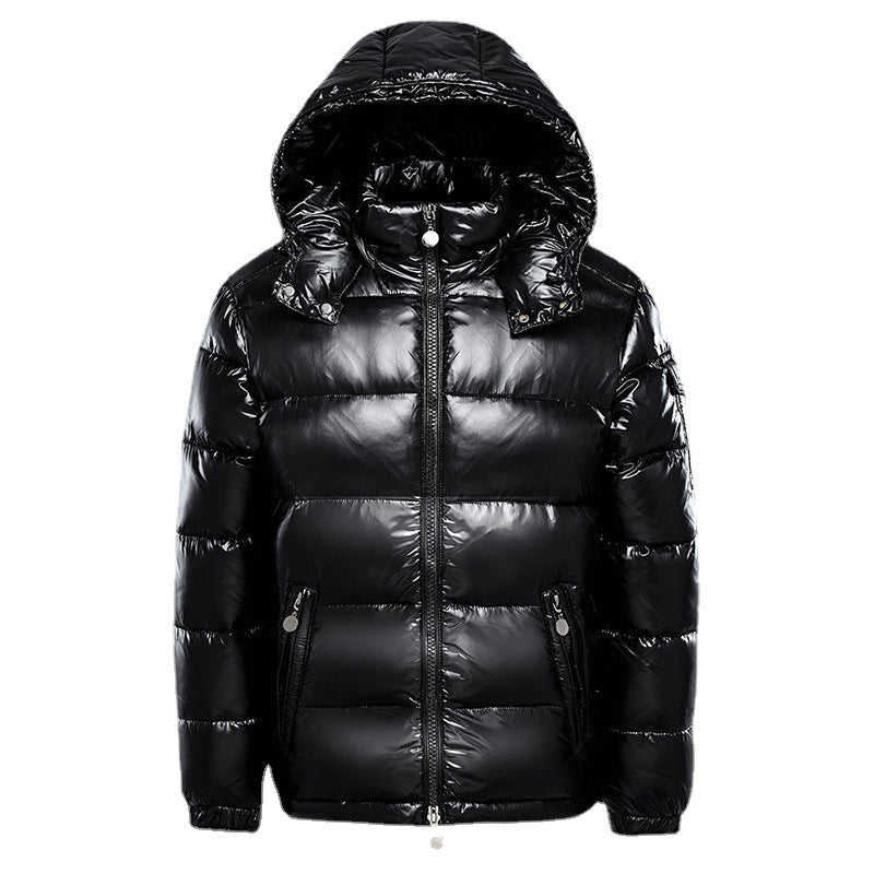 Schwarze Glanzdaunenjacke