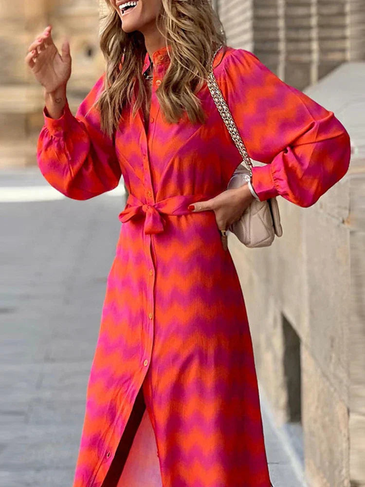 Printed elegant dress with half sleeves
