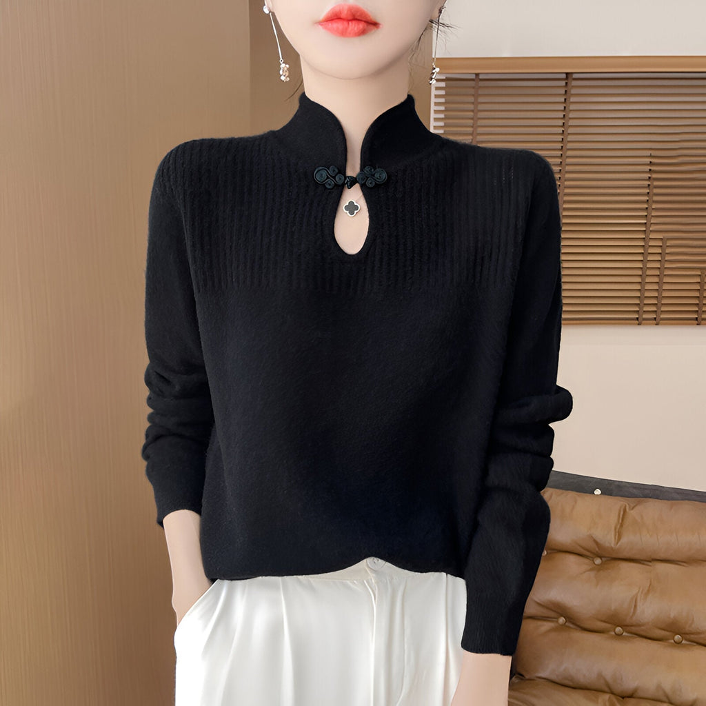 Valenzora | Elegant merino wool sweater in Chinese style