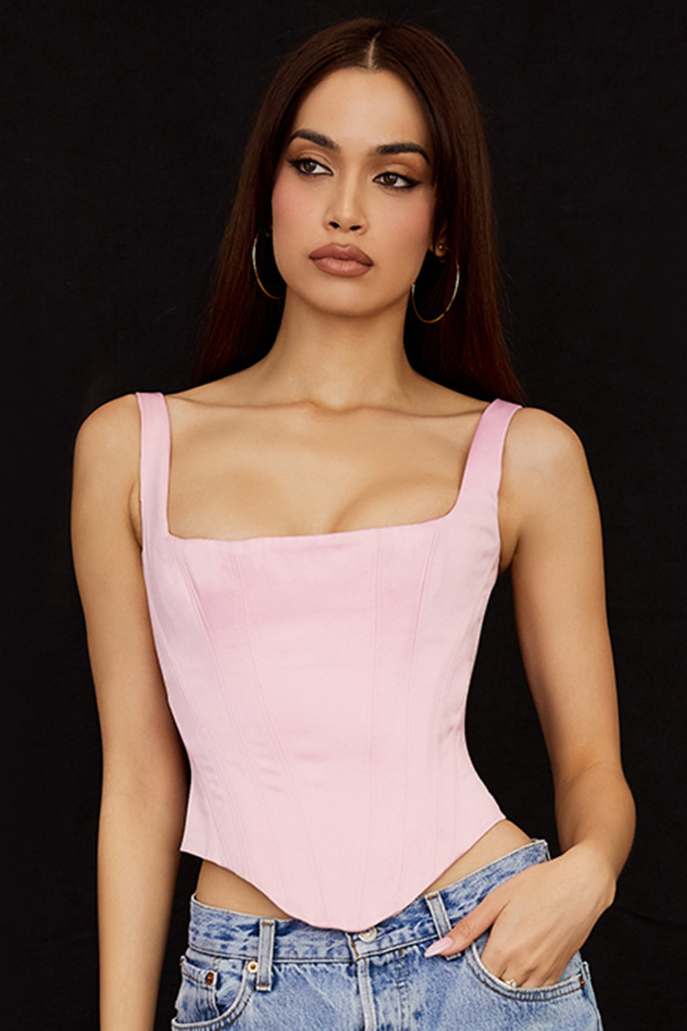 Valenzora | Fairy Pink Satin Longline Corset