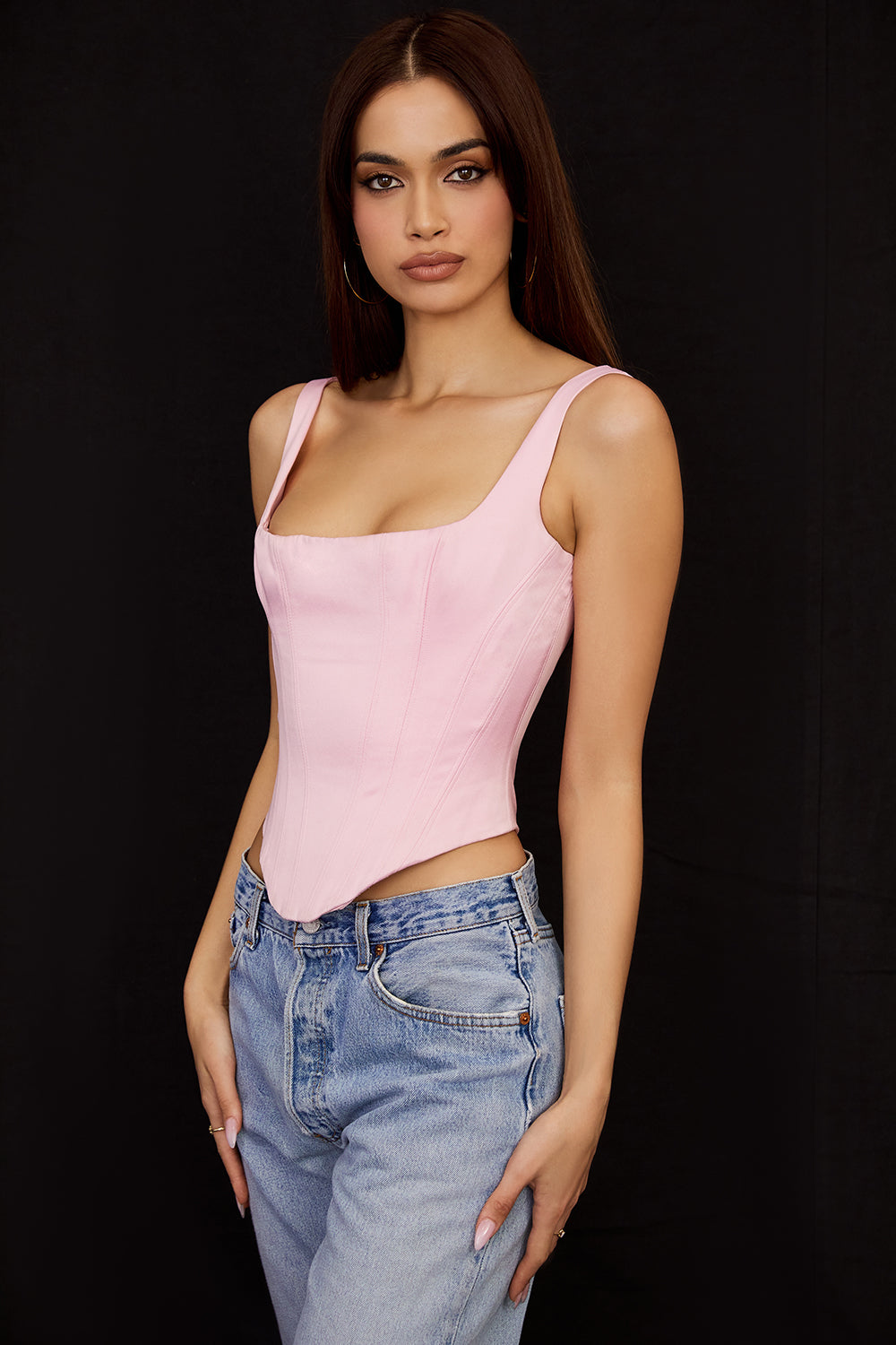 Valenzora | Fairy Pink Satin Longline Corset