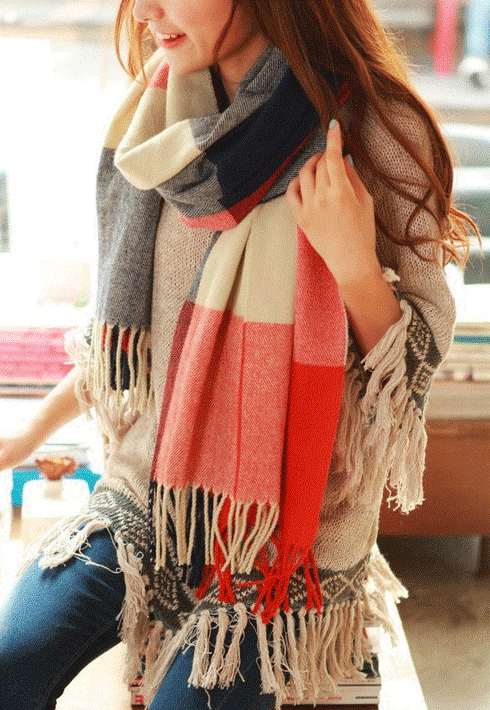 Valenzora | Scarf with cashmere feel & diamond pattern