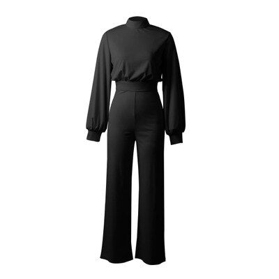 Einfarbige Halbkragen-Jumpsuits