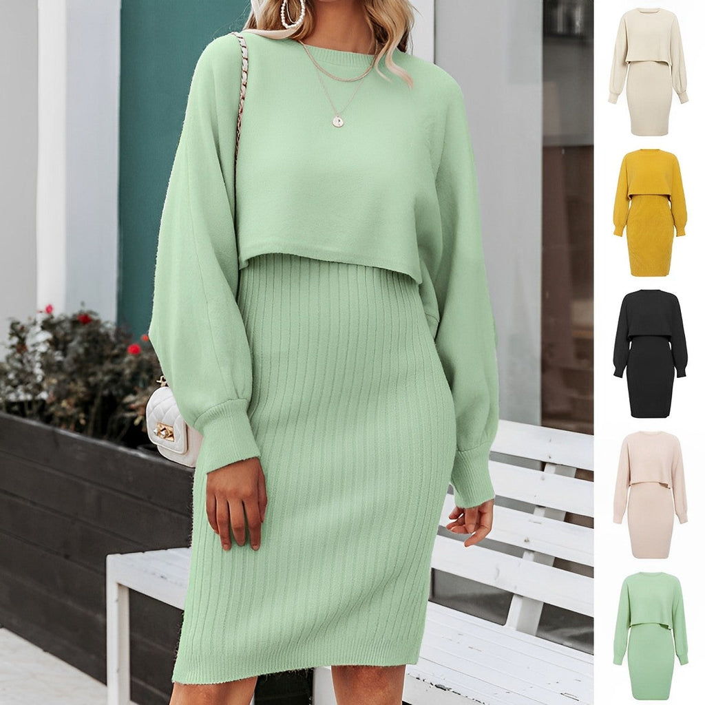 Valenzora | 2-teiliges Strickkleid mit Flügelausschnitt