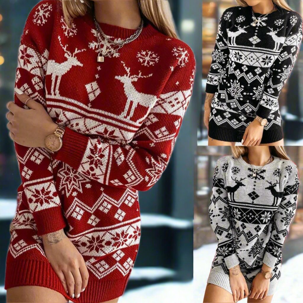 Valenzora | Fashionable knit dress with print