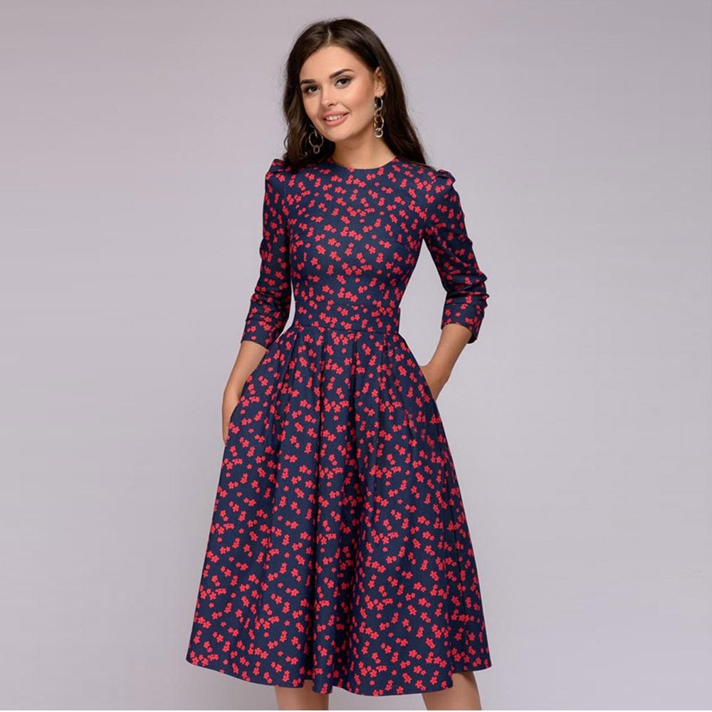 Valenzora - Retrozo elegant, mid-length dress