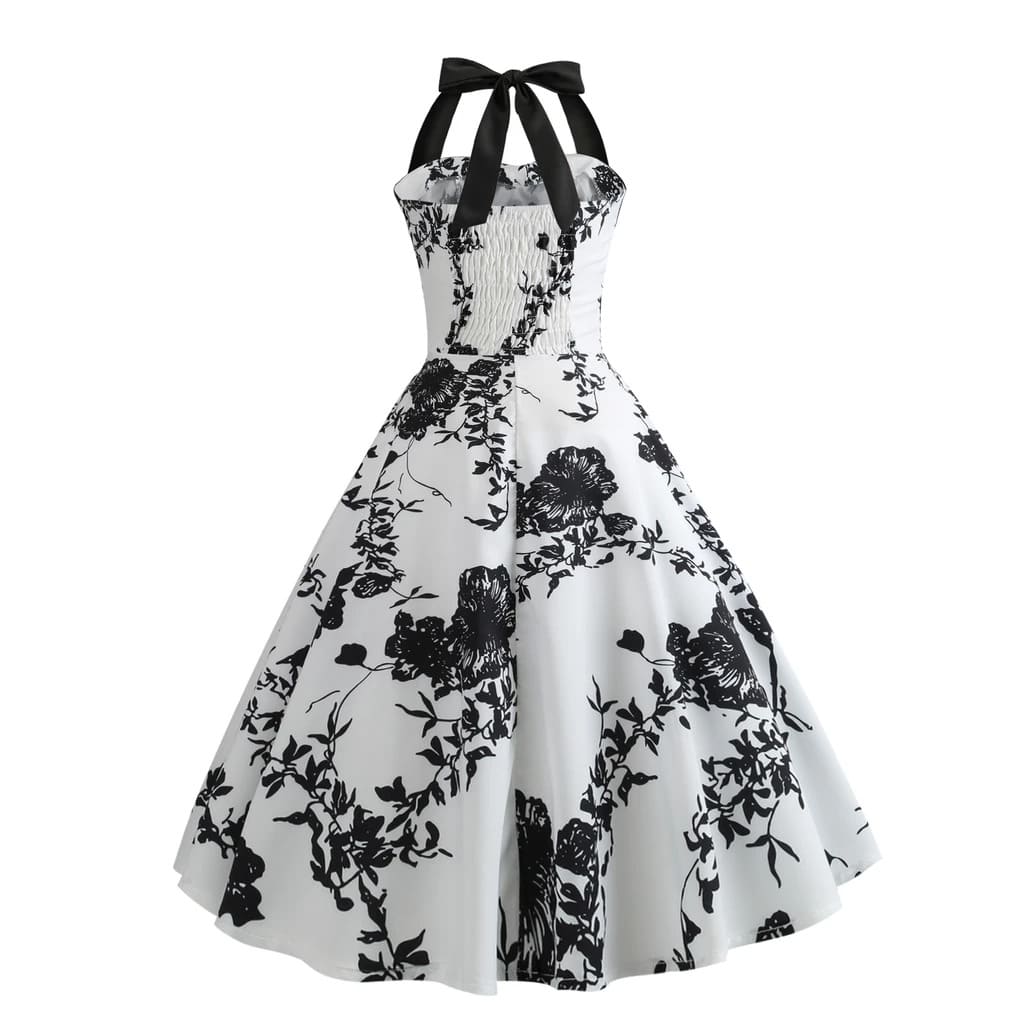 Valenzora | Vintage Pin-Up Dress Black Flowers