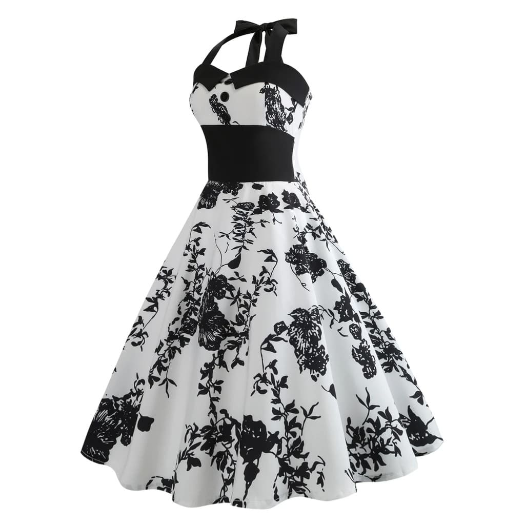 Valenzora | Vintage Pin-Up Dress Black Flowers