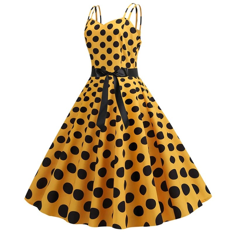 Valenzora | Vintage Rockabilly Kleid Gelbe Polka Dots