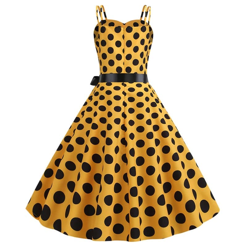 Valenzora | Vintage Rockabilly Kleid Gelbe Polka Dots