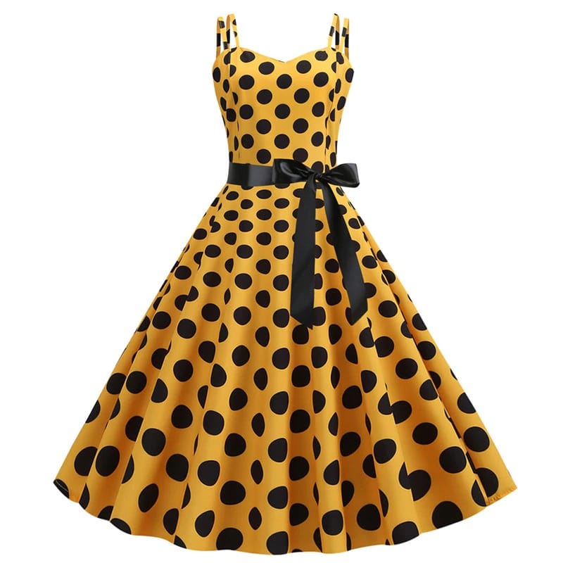 Valenzora | Vintage Rockabilly Kleid Gelbe Polka Dots