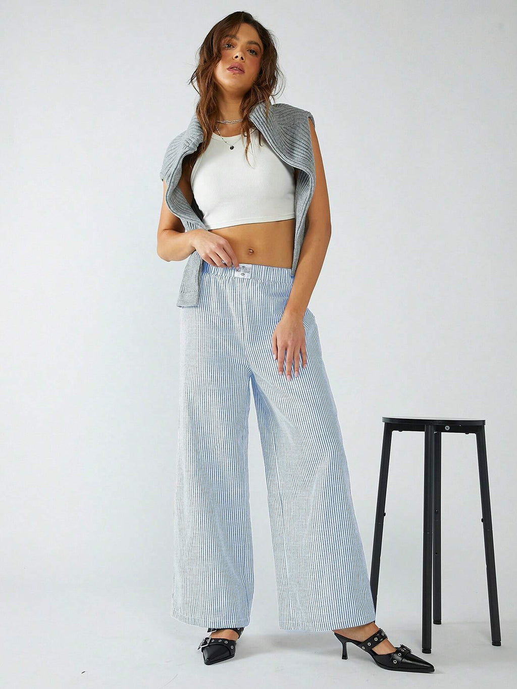 Valenzora | STRIPED FABRIC TROUSERS