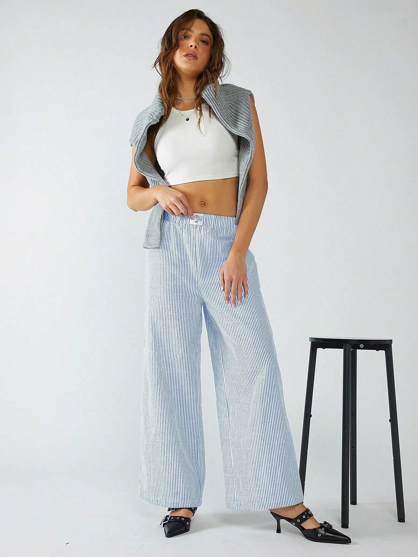 Valenzora | STRIPED FABRIC TROUSERS