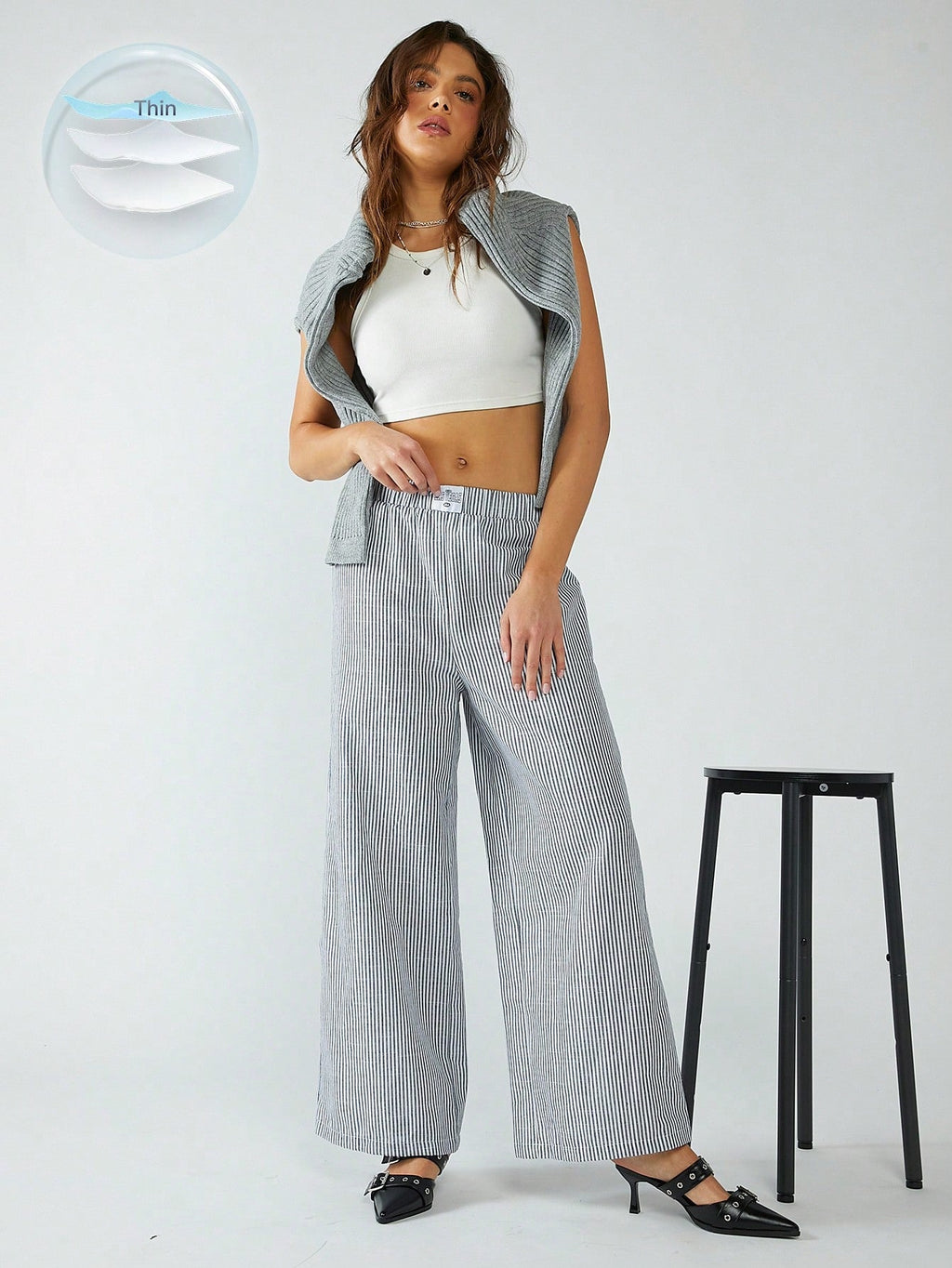 Valenzora | STRIPED FABRIC TROUSERS